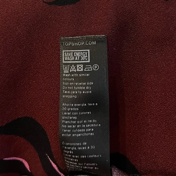 Topshop Monstera Leaf Burgundy Strapless Romper Size 8 NWOT - Picture 3 of 4